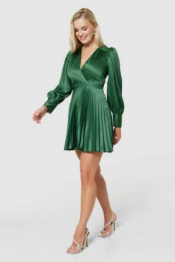 Closet London Green Pleated Wrap Dress -Closet London Popular Shop D8571 GREEN 1683 56007.1678725444