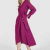 Closet London Magenta Pink Print A-Line Wrap Midi Dress