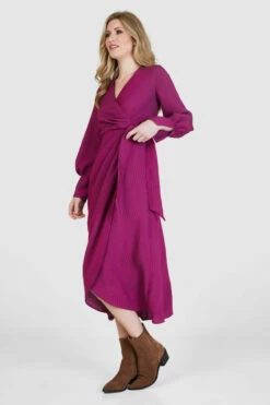 Closet London Magenta Pink Print A-Line Wrap Midi Dress -Closet London Popular Shop D8598 9 67831.1658936586