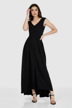 Closet London Black High-Low Pleated Maxi Dress -Closet London Popular Shop D8730 1128 13308.1662541734