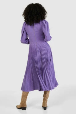Closet London Purple Pleated Dobby Midi Dress -Closet London Popular Shop D8751 0393 32167.1662544390