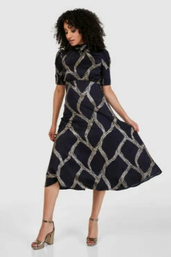 Closet London Black And Gold Print A-Line Midi Dress -Closet London Popular Shop D8752 1014 36617.1662542380