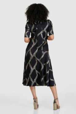 Closet London Black And Gold Print A-Line Midi Dress -Closet London Popular Shop D8752 1023 09065.1662542369