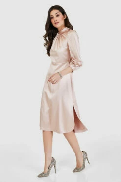 Closet London Blush Pink High Neck A-Line Midi Dress -Closet London Popular Shop D8792 0623 50798.1665576514