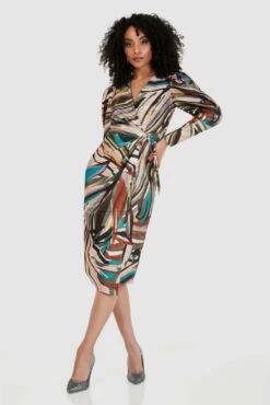 Closet London Multi Print Wrap Pencil Dress -Closet London Popular Shop D8797 0284 94046.1662542726