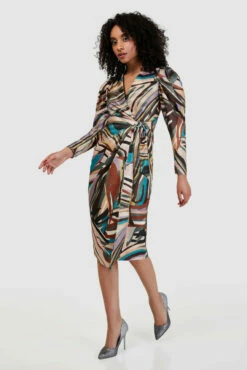 Closet London Multi Print Wrap Pencil Dress -Closet London Popular Shop D8797 0320 22461.1662542679
