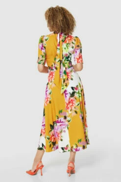 Closet London Orange Floral Print Tie Back A-Line Dress -Closet London Popular Shop D8845 ORANGE 71160 59810.1675261056