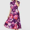 Closet London Purple Floral Print Tie Back A-Line Dress -Closet London Popular Shop D8846 PURPLE 71448 49259.1675261130