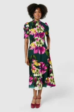 Closet London Green Floral Print Tie Back Midi Dress -Closet London Popular Shop D8847 20220621 Closet London 18191 03138.1660131990