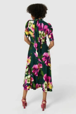 Closet London Green Floral Print Tie Back Midi Dress -Closet London Popular Shop D8847 20220621 Closet London 18202 99047.1660125951