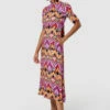 Closet London Pink Print Tie Back A-Line MidiDress