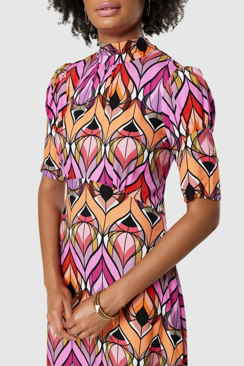 Closet London Pink Print Tie Back A-Line MidiDress 6 Closet London Pink Print Tie Back A-Line MidiDress - Image 4