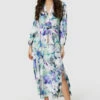 Closet London Blue Multi Floral Print Full Skirt Wrap Dress -Closet London Popular Shop D8850 20220621 Closet London 18211 64031.1660131957