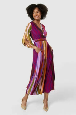 Closet London Purple Multi Print Full Skirt Wrap Midi Dress -Closet London Popular Shop D8852 20220621 Closet London 18237 51211.1660214351