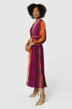 Closet London Purple Multi Print Full Skirt Wrap Midi Dress -Closet London Popular Shop D8852 20220621 Closet London 18246 53062.1660214347