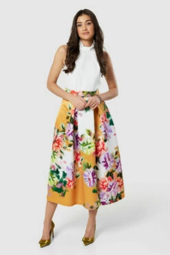 Closet London Orange 2 In 1 Floral PrintSkirt Dress -Closet London Popular Shop D8865 20220621 Closet London 18443 67776.1659707283