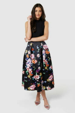 Closet London Black 2-in-1 Floral PrintSkirt Dress -Closet London Popular Shop D8865 20220621 Closet London 18494 87452.1659707158