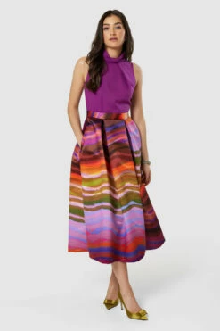 Closet London Magenta Purple 2-in-1 Print Skirt Dress -Closet London Popular Shop D8865 20220621 Closet London 18672 43332.1659707328