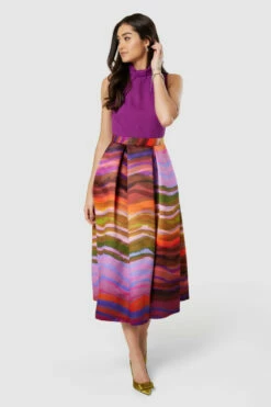 Closet London Magenta Purple 2-in-1 Print Skirt Dress -Closet London Popular Shop D8865 20220621 Closet London 18677 32935.1659707323