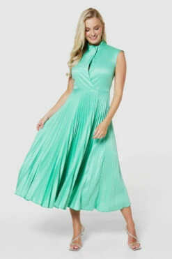 Closet London Mint Green Twist Detail Pleated Midi Dress -Closet London Popular Shop D8867 MINT 1760 07162.1678725834