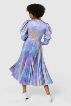Closet London Purple MultiPrint Puff Sleeve Pleated Midi Dress -Closet London Popular Shop D8877 20220621 Closet London 17587 81498.1667494724