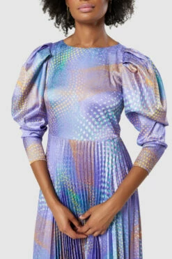 Closet London Purple MultiPrint Puff Sleeve Pleated Midi Dress -Closet London Popular Shop D8877 20220621 Closet London 17593 96850.1668176345