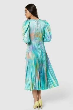 Closet London Mint Green Print Puff Sleeve Pleated Midi Dress -Closet London Popular Shop D8877 20220621 Closet London 17611 40033.1667494756