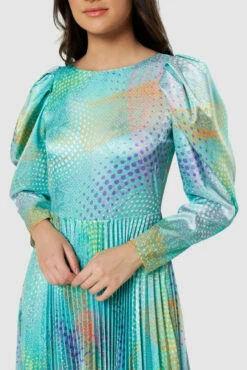 Closet London Mint Green Print Puff Sleeve Pleated Midi Dress -Closet London Popular Shop D8877 20220621 Closet London 17615 65766.1668176570