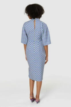 Closet London Purple Geometric Print Pencil Midi Dress -Closet London Popular Shop D8881 20220620 Closet London15109 70915.1674666052