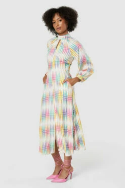 Closet London Cream Print High NeckMidi Dress -Closet London Popular Shop D8883 20220621 Closet London 17335 94125.1669135224