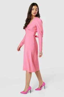 Closet London Pink V-Neck A-line Midi Dress -Closet London Popular Shop D8897 20220621 Closet London 17396 78318.1667494833