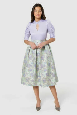 Closet London Purple LilacFloral Print 2 In 1 Midi Dress