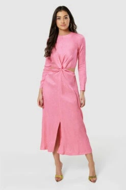 Closet London Pink Twist Front Cut Out Detail Midi Dress -Closet London Popular Shop D8918 20220621 Closet London 18165 67628.1668173743
