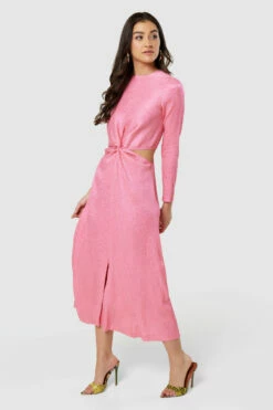 Closet London Pink Twist Front Cut Out Detail Midi Dress -Closet London Popular Shop D8918 20220621 Closet London 18175 83057.1673346895