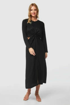 Closet London Black Twist Front Cut Out Detail Midi Dress -Closet London Popular Shop D8918 PETROL Closet London20301 50752.1697643416