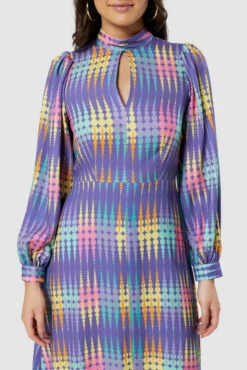 Closet London Purple MultiPrint High Collar Midi Dress -Closet London Popular Shop D8919 20220621 Closet London 17361 61204.1668174553