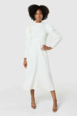 Closet London Cream White High Neck A-Line Midi Dress -Closet London Popular Shop D8922 20220621 Closet London 17664 66791.1669049954