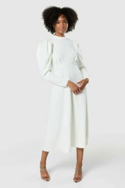 Closet London Cream White High Neck A-Line Midi Dress -Closet London Popular Shop D8922 20220621 Closet London 17665 90443.1669049953