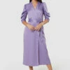 Closet London Purple Tie Waist Wrap Dress -Closet London Popular Shop D8976 20220620 Closet London16074 45282.1684767315