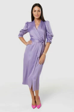 Closet London Purple Tie Waist Wrap Dress -Closet London Popular Shop D8976 20220620 Closet London16076 65884.1684767258