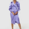 Closet London Purple Lilac Wrap Pencil MidiDress -Closet London Popular Shop D8987 20220621 Closet London 17617 31434.1667494685