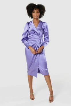 Closet London Purple Lilac Wrap Pencil MidiDress