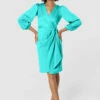 Closet London Mint Green Satin Wrap MiniDress -Closet London Popular Shop D8989 20220621 Closet London 17126 18812.1667494632