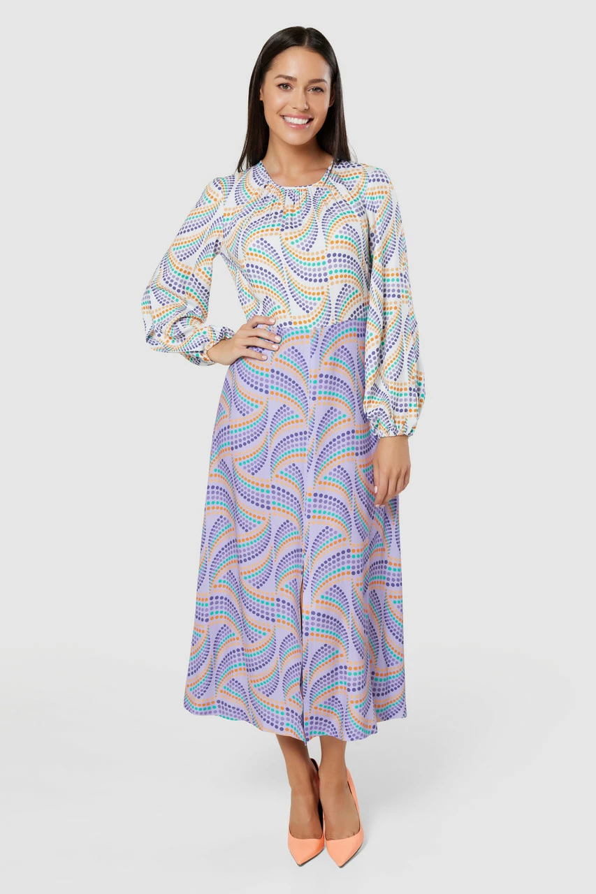 Closet London Purple LilacPrint A-Line Midi Dress 3 Closet London Purple LilacPrint A-Line Midi Dress