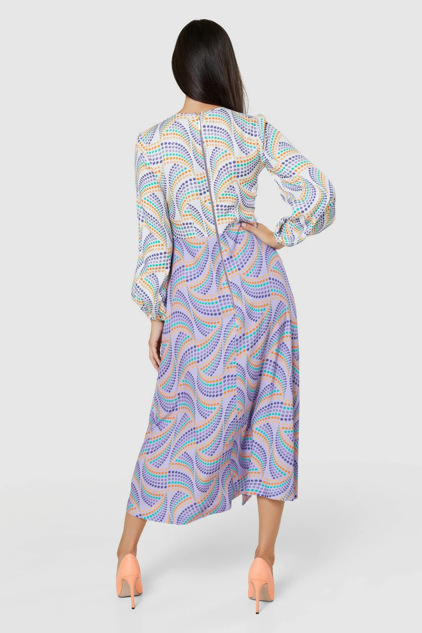 Closet London Purple LilacPrint A-Line Midi Dress 6 Closet London Purple LilacPrint A-Line Midi Dress - Image 4