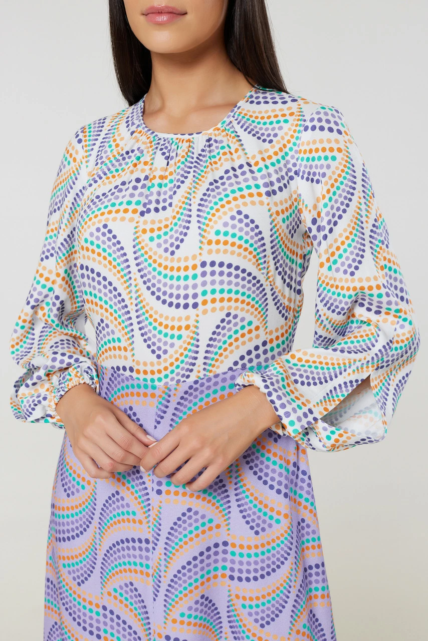 Closet London Purple LilacPrint A-Line Midi Dress 5 Closet London Purple LilacPrint A-Line Midi Dress - Image 3