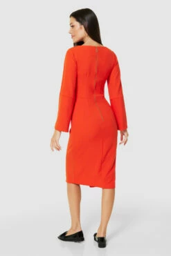 Closet London Orange Flared Sleeve Pencil Midi Dress -Closet London Popular Shop D9062 ORANGE 71482 04605.1675336603