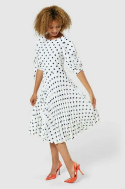 Closet London Ivory White Split Sleeve Pleated A-Line Dress -Closet London Popular Shop D9082 20220830 Closet London 33049 47902.1677163826