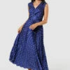 Closet London Navy Blue Twist Detail Pleated A- Line Dress -Closet London Popular Shop D9099 20220830 Closet London 33483 64985.1677163734