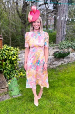 Closet London Multi Pink Print High Neck A-Line Midi Dress -Closet London Popular Shop D9099 SOFT PINK 71548 0001 D8947 Soft Pink 11 84697.1682427674